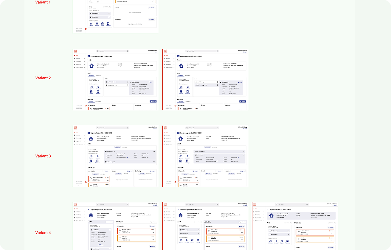 Image four different wireframe alternatives.